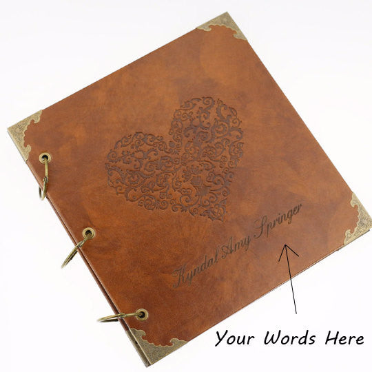 Large Handmade Leather Scrapbook - Wedding Photo Album