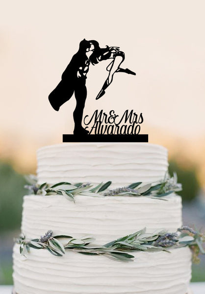 Shotgun and Fishing Reels Wedding Cake Topper with Gun wedding with Mr –  DokkiDesign