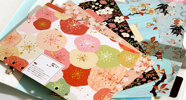 Japanese pattern dividers/A5 index/ personal Filofax dividers/cherry flowers Dashboard/