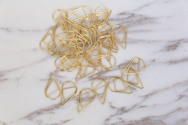 50 Teardrop Paper Clips,Raindrop Waterdrop Metal Paper Clip,Binder Clips,  Office Supplies,