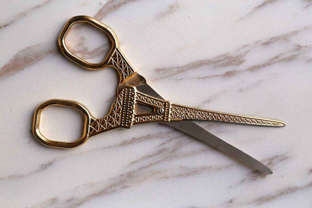 eiffel tower scissors gold, retro european