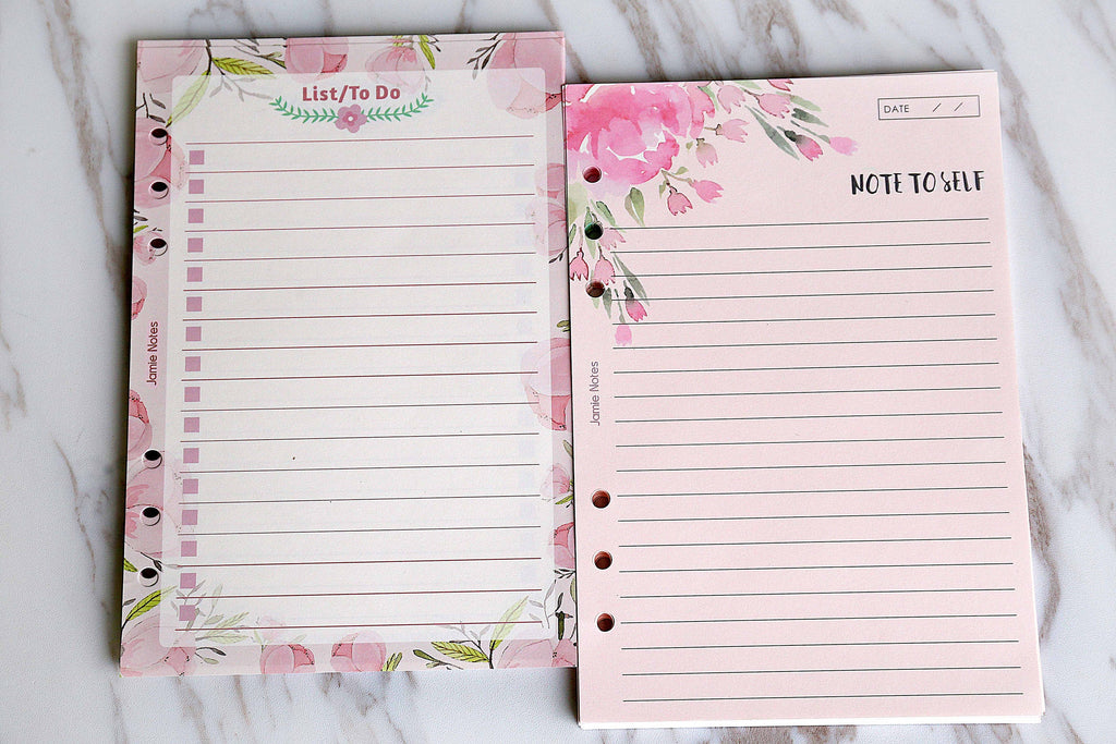 A5 Planner Notes List Inserts