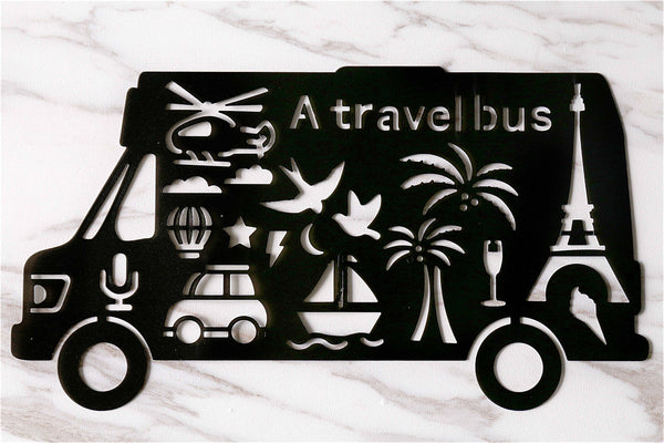 Travel Bus Bullet Journal Stencil/Camping Van  Stencil/Black Plastic/Stencil Template/ Bullet Journal Stencil