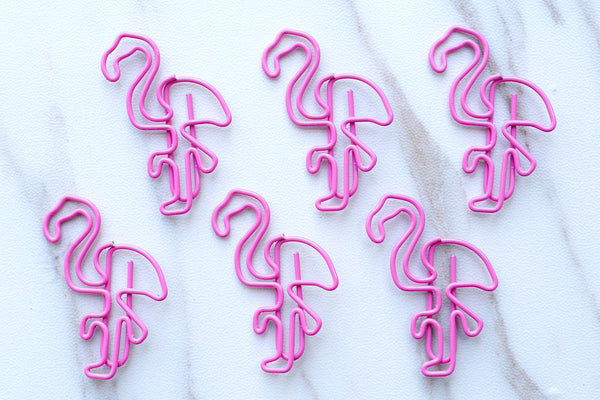 6PCS Flamingo  shaped paper clips/pink Flamingo  paper Clip/Binder Clips/ Office Supplies