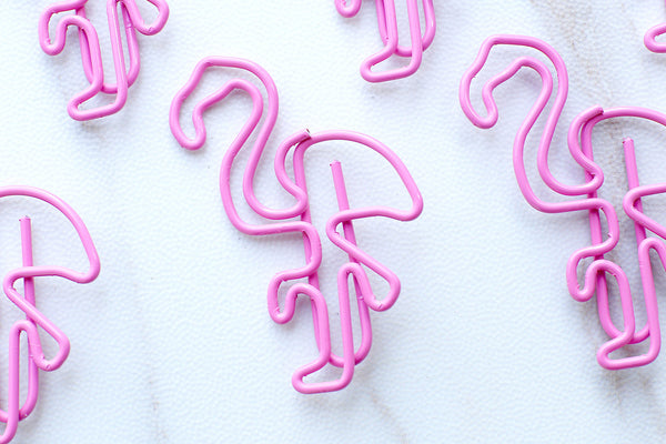 6PCS Flamingo  shaped paper clips/pink Flamingo  paper Clip/Binder Clips/ Office Supplies