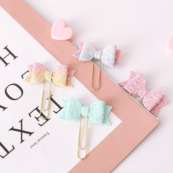 4 pcs Cute Bow Paper Clips/Candy Color Cute Paper Clips/Office Supplies/Planner Accessory