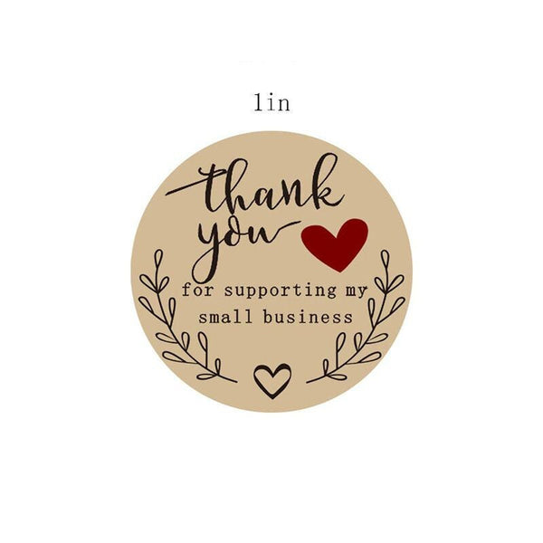 500PCS 1inch Thank You Supporting My Small Business Stickers heart  Kraft Brown Sticker Business Stickers