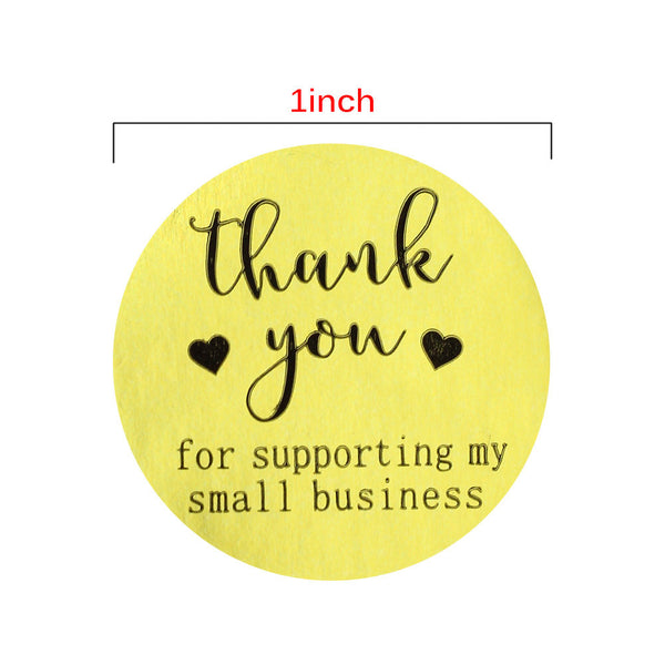 500PCS 1inch Thank You Supporting My Small Business Stickers gold black heart Sticker Business Stickers