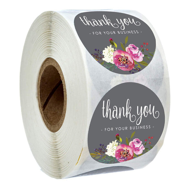 500PCS 1inch Thank You for your Business Stickers grey flower Sticker Business Stickers